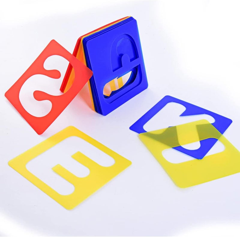 TecUnite 26 Pieces Alphabet Stencils Set Plastic Letter Stencils for Painting Learning, DIY Craft Decoration (6 x 6 Inches) - Image 4